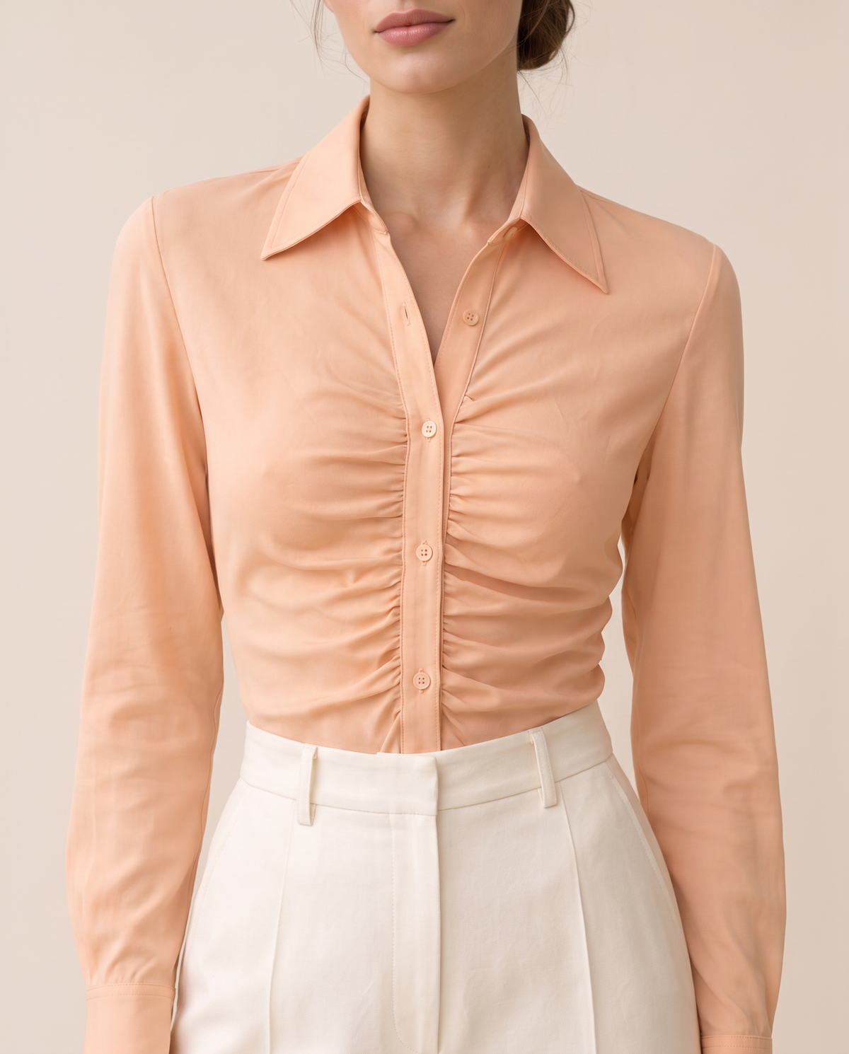 Cotswold Fitted Ruched Front Blouse — close-up