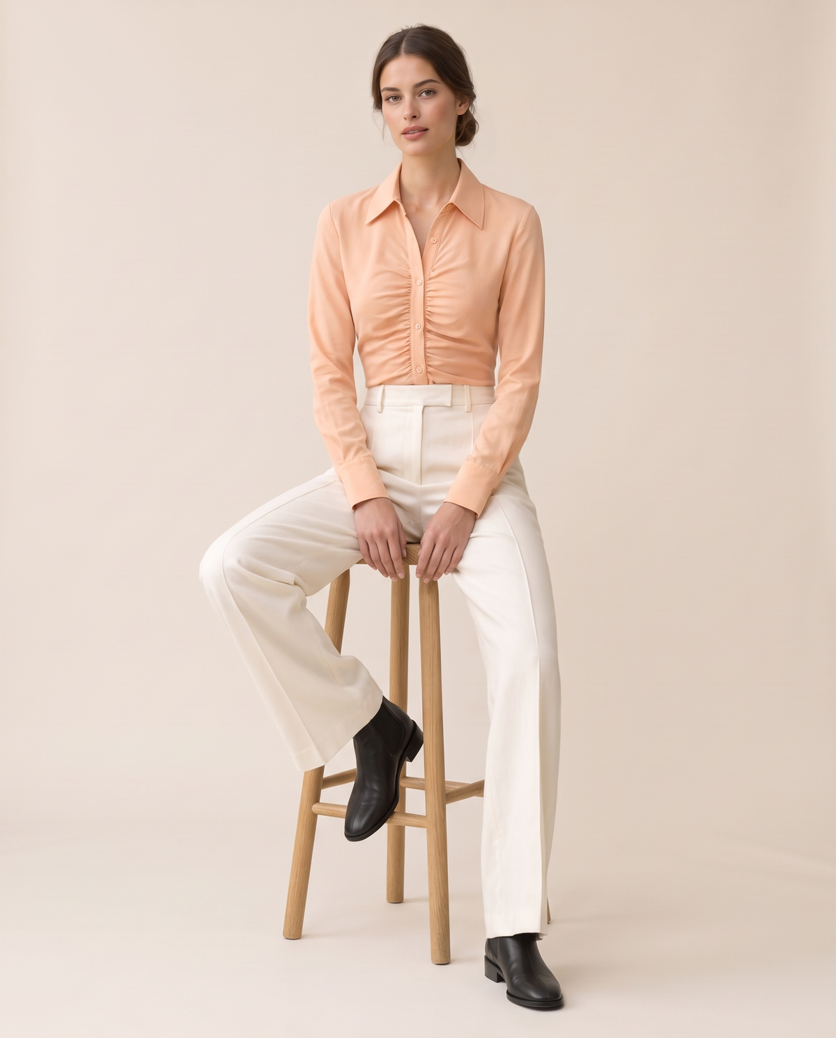 Cotswold Fitted Ruched Front Blouse — seated