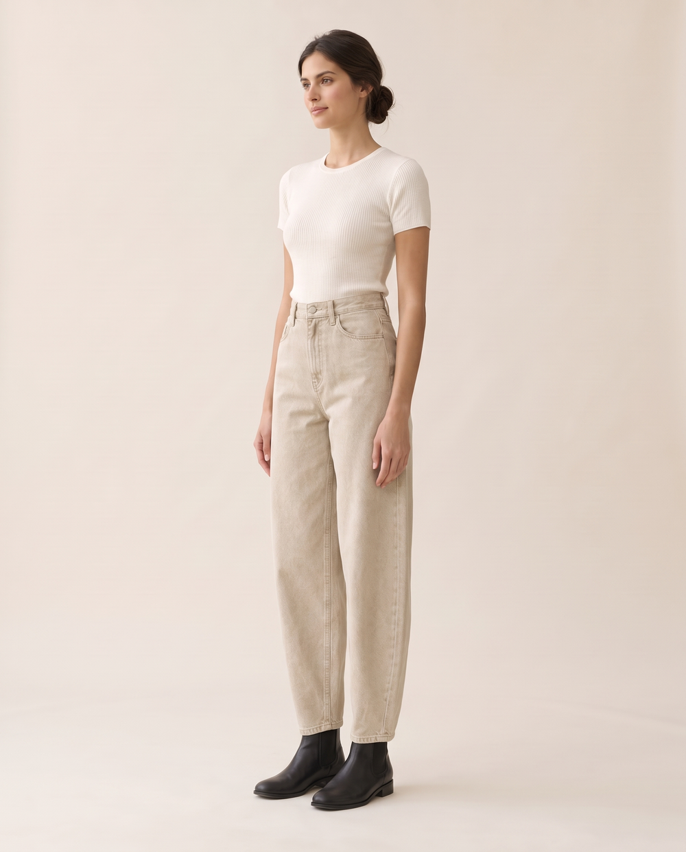 Kinsley Denim High Waisted Jeans — three-quarter view