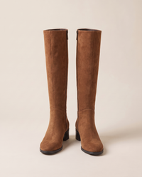 Knee-High Boots with Cushioned Footbed and Side Zipper — brown