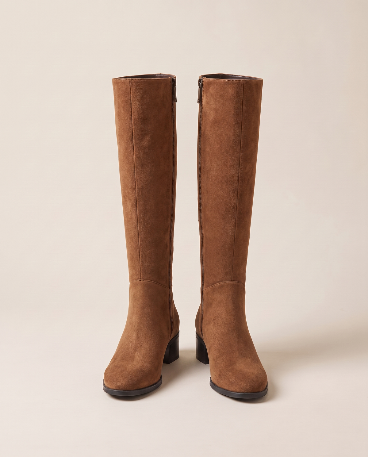 Knee-High Boots with Cushioned Footbed and Side Zipper — brown
