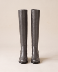 Pull-On Knee-High Boots with Cushioned Footbed — gray