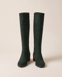 Knee-High Boots with Cushioned Footbed and Side Zipper — dark green