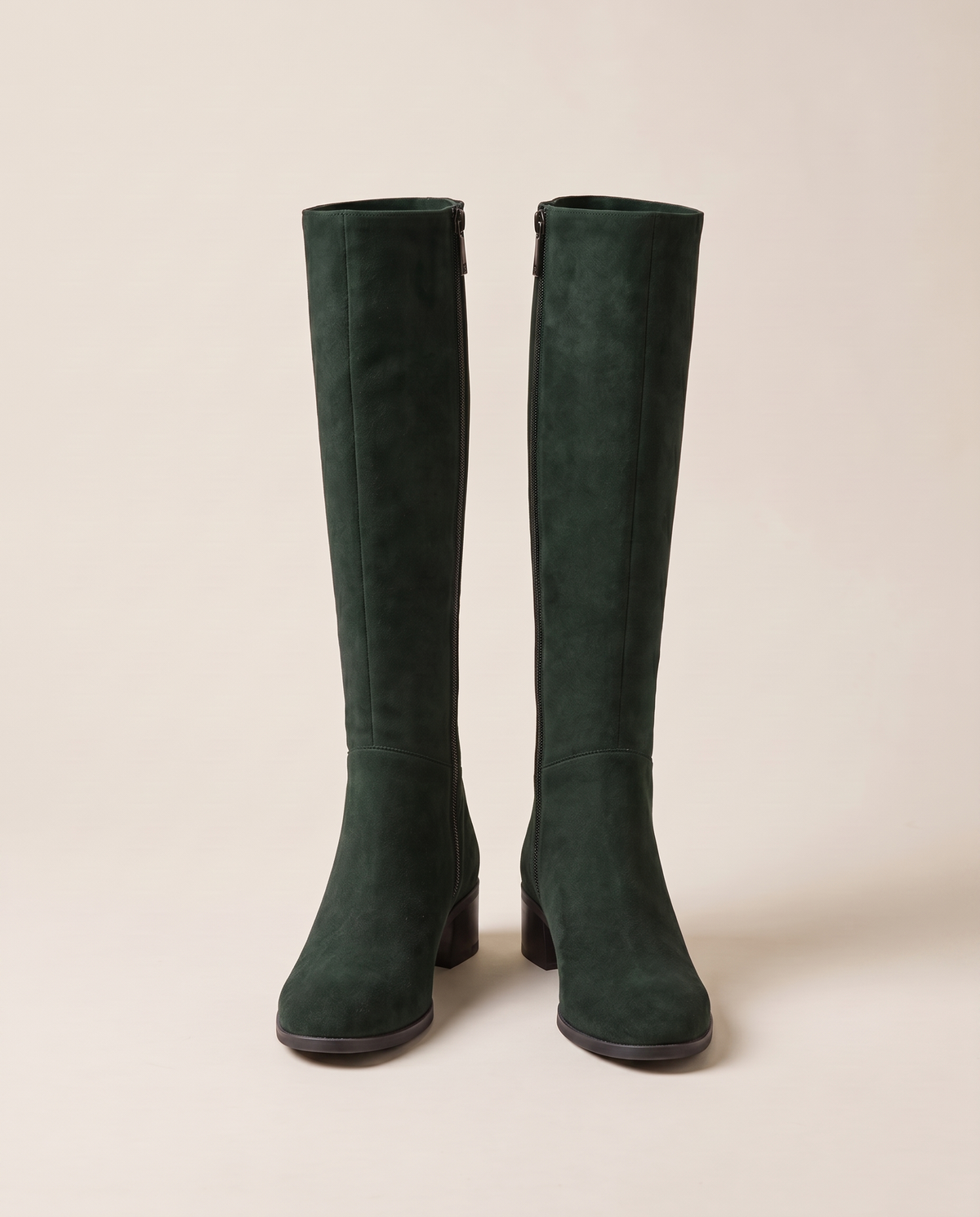 Knee-High Boots with Cushioned Footbed and Side Zipper — dark green