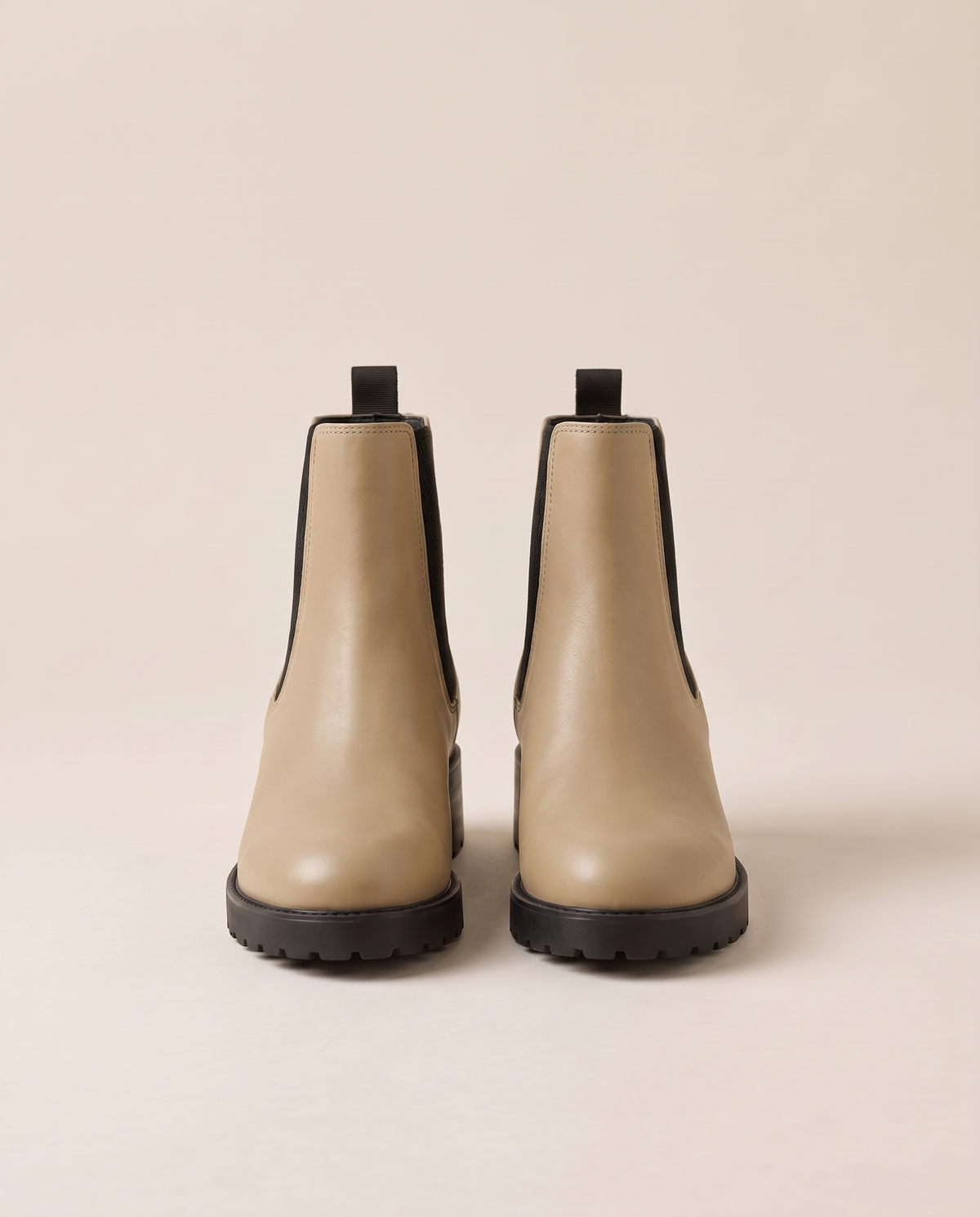 Chelsea Ankle Boots with Low Block Heel and Zip — khaki