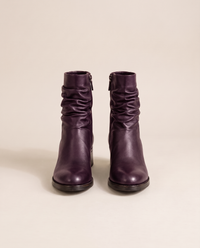 Women's Ruched Ankle Boots with Side Zipper — purple