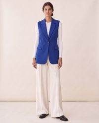Fitzrovia Tailored Notch-Collar Blazer Vest — royal blue