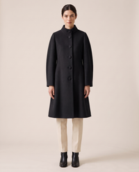 A-Line Coat with Stand Collar — black