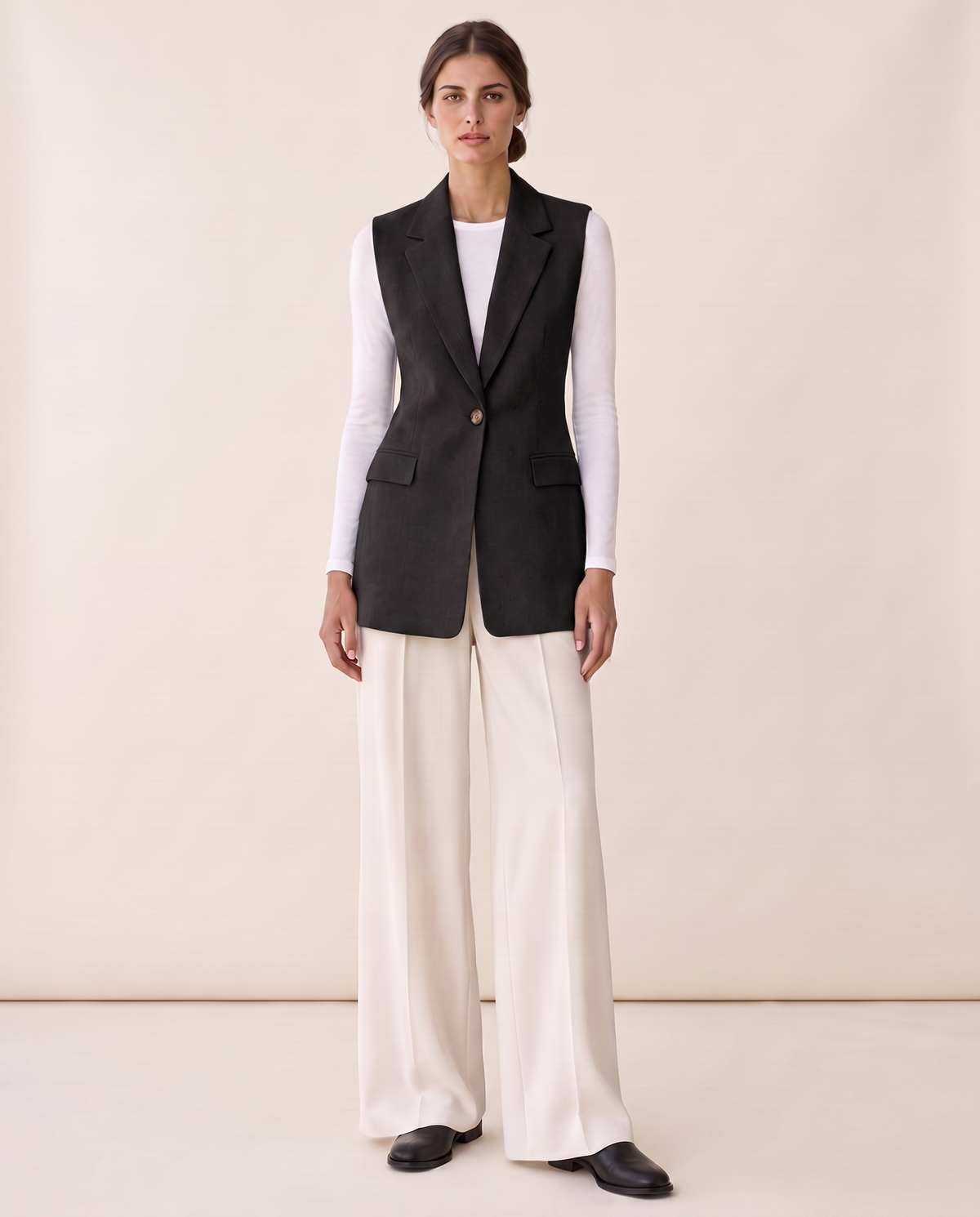 Fitzrovia Tailored Notch-Collar Blazer Vest — black