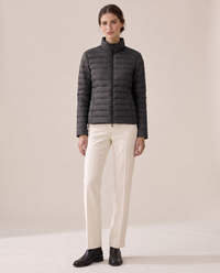 Lightweight Quilted Jacket with Stand Collar — black