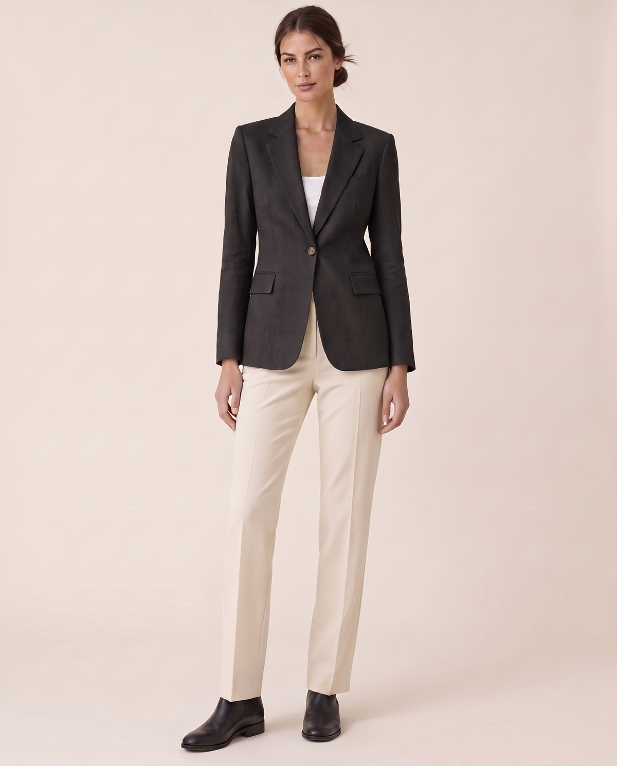 Taormina Lightweight Notched Lapel Blazer — black