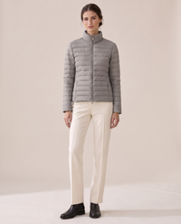 Lightweight Quilted Jacket with Stand Collar — gray