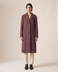 Straight-Cut Button-Front Coat for Women — purple