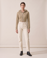 Double-Layer Hooded Zip Jacket — khaki
