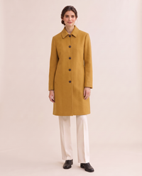 Wool-Blend Coat with Fold-Down Collar — yellow