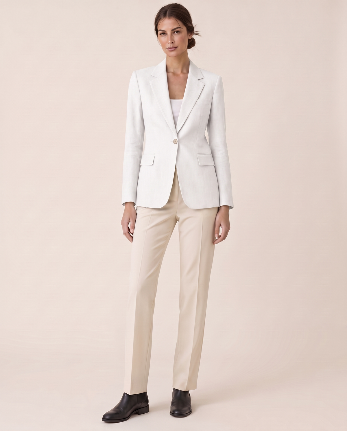Taormina Lightweight Notched Lapel Blazer — white