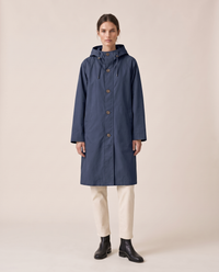 Oversized Hooded Raincoat for Women — marine blue