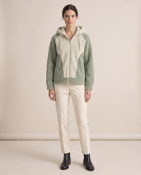 Color-Block Plush Hooded Jacket — green