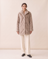 Faux Fur Coat with Quilted Lining — light gray brown
