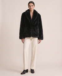 Thick Faux Fur Jacket for Women — black