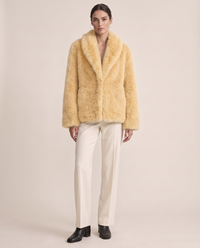 Thick Faux Fur Jacket for Women — yellow