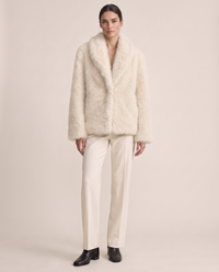 Thick Faux Fur Jacket for Women — off white