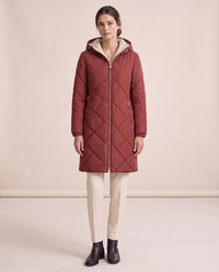 Waterproof Hooded Longline Winter Jacket — red