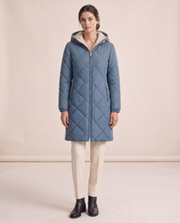 Waterproof Hooded Longline Winter Jacket — blue