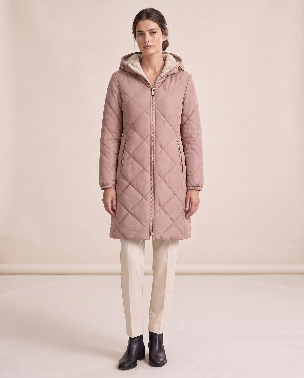 Waterproof Hooded Longline Winter Jacket — pink