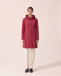 Lightweight Waterproof Trench Coat with Hood — crimson red