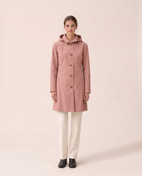 Lightweight Waterproof Trench Coat with Hood — dusty rose