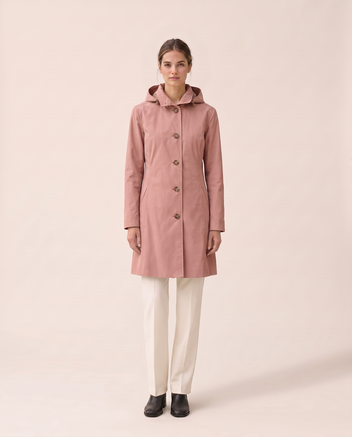 Lightweight Waterproof Trench Coat with Hood — dusty rose