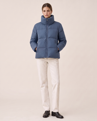 Classic Padded Puffer Jacket with Zip Front — blue