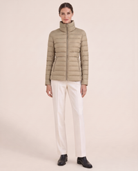 Tailored Quilted Puffer Jacket with High Neck — khaki