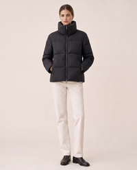 Classic Padded Puffer Jacket with Zip Front — black