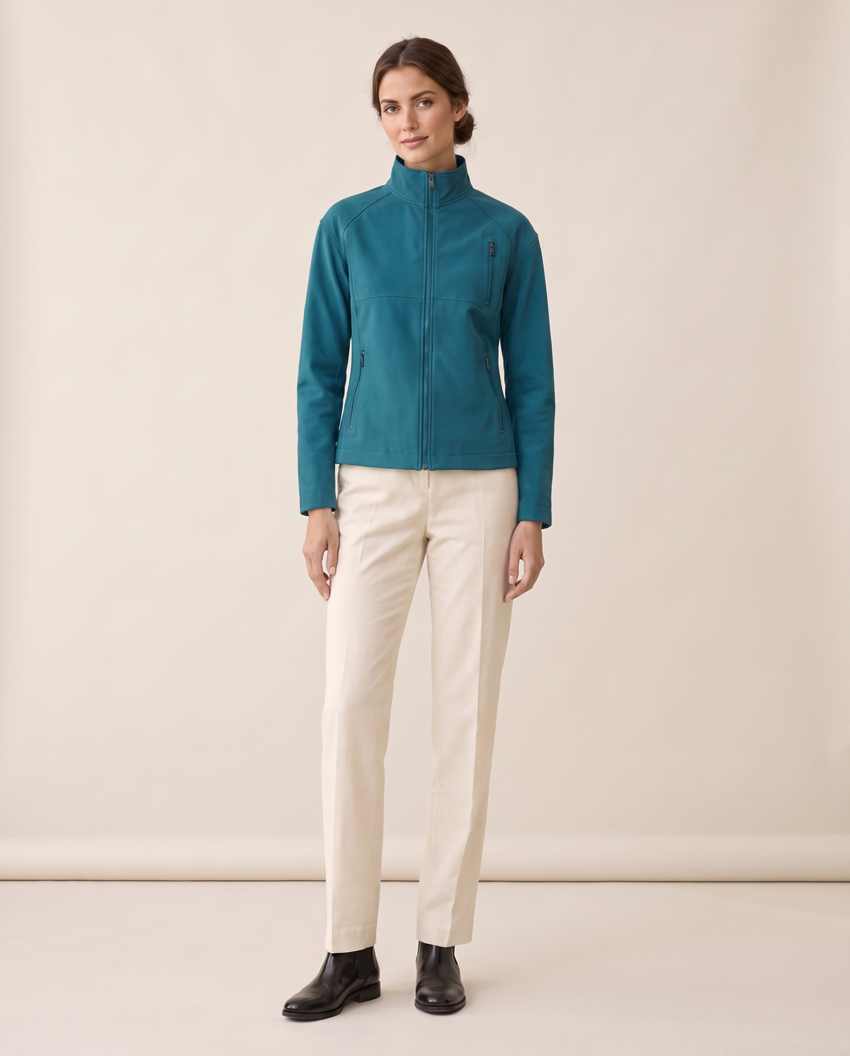 Stand-Collar Zip Jacket for Women — turquoise