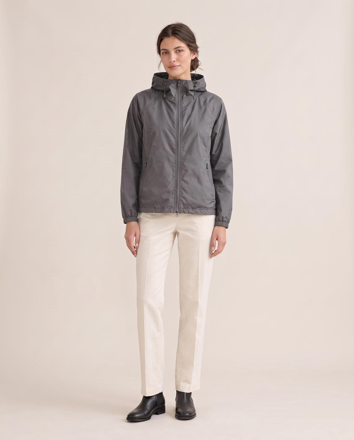 Waterproof Hooded Windbreaker Jacket for Women — gray