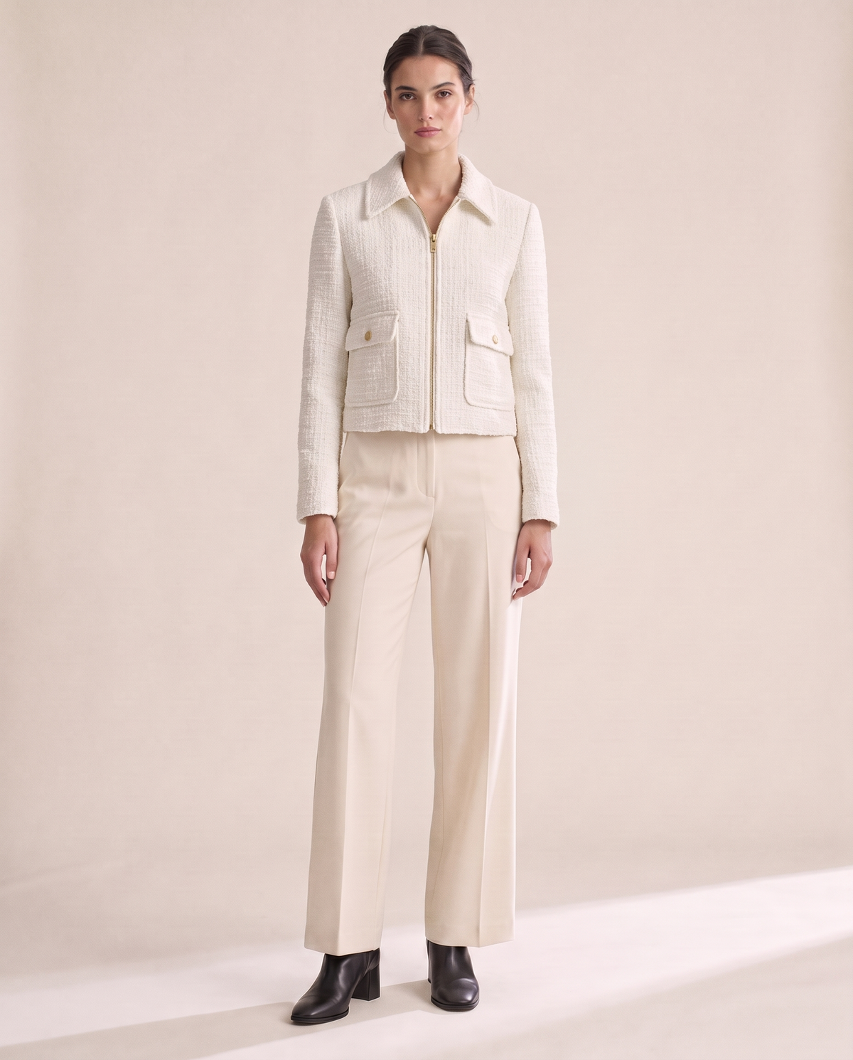 Tweed Zip Jacket for Women — white