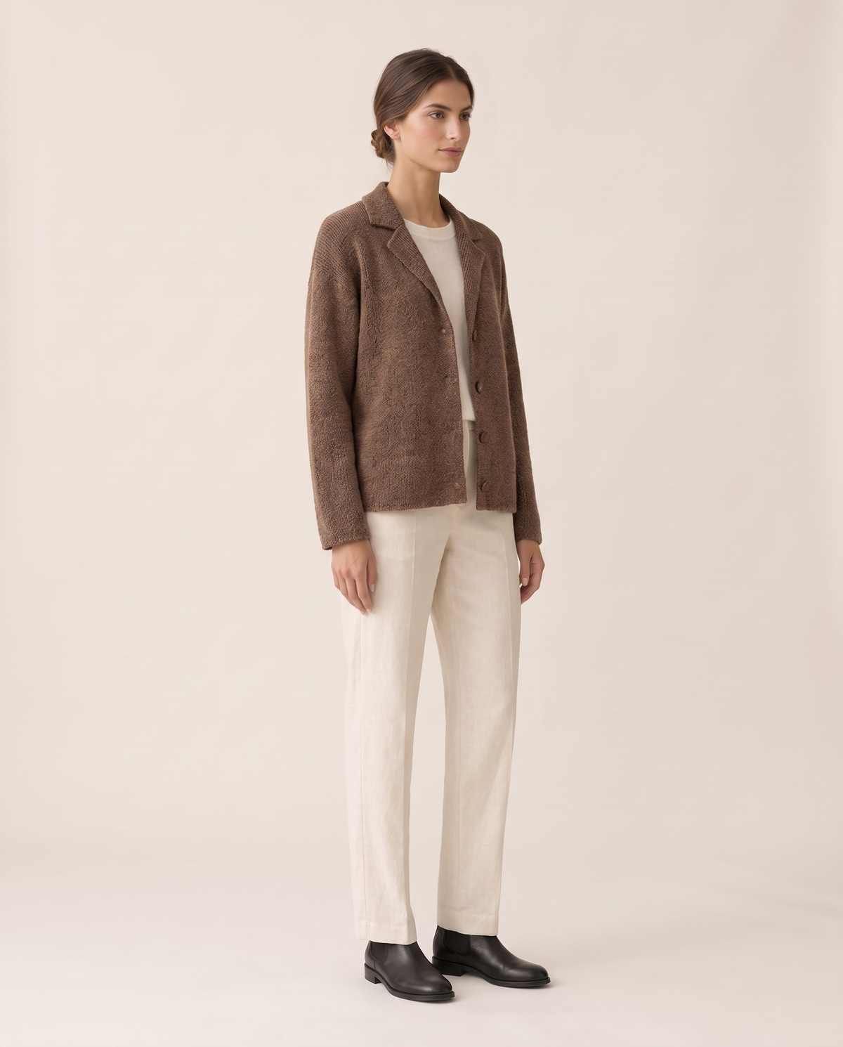 Women's Casual Knitted Warm Jacket — three-quarter view