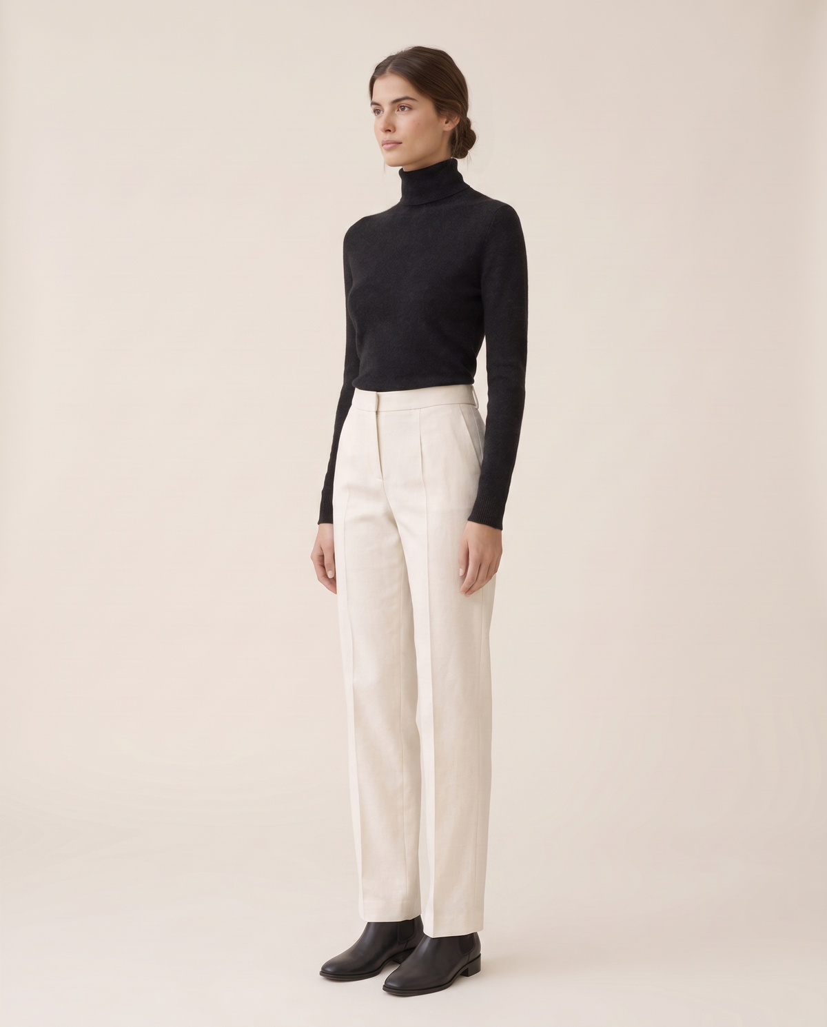 Marylebone Slim-Fit Brushed Knit Turtleneck Sweater — three-quarter view