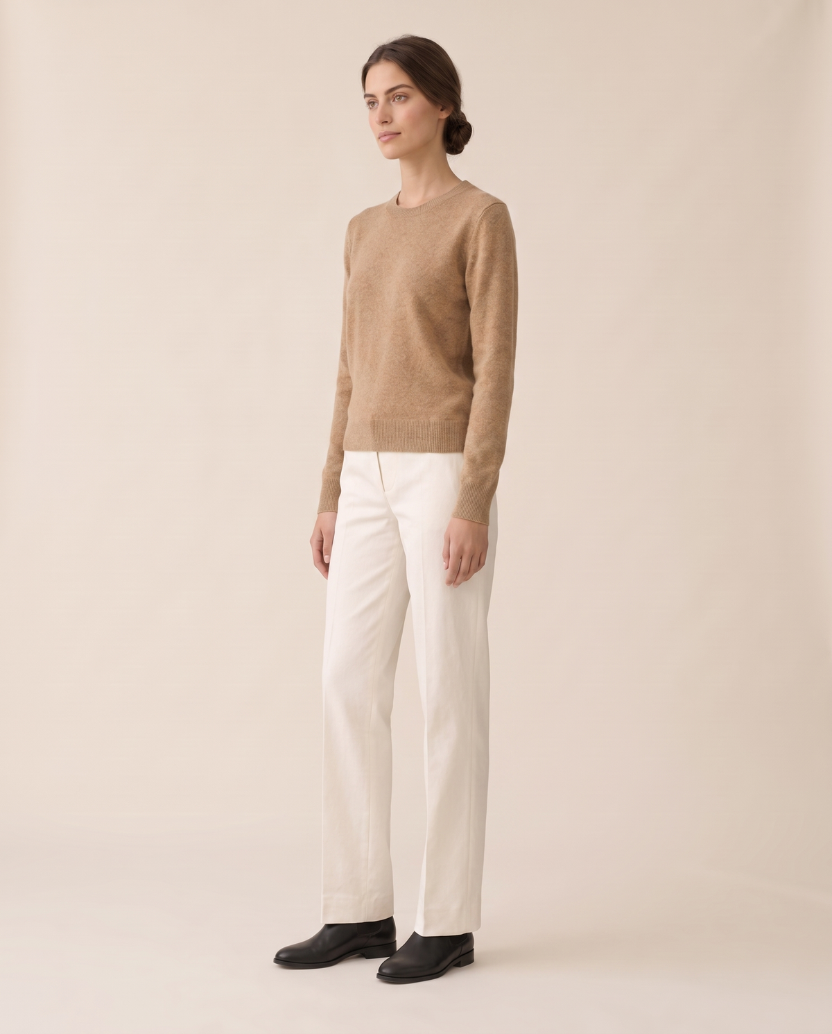 Frostfield Classic Merino Wool Crew Neck Sweater — three-quarter view