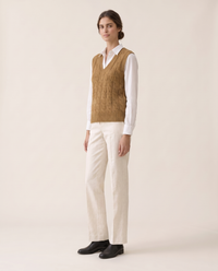 Falmouth Versatile Cable Knit Sweater Vest — three-quarter view