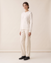 Marettimo Classic Cable Knit Pullover Sweater — three-quarter view
