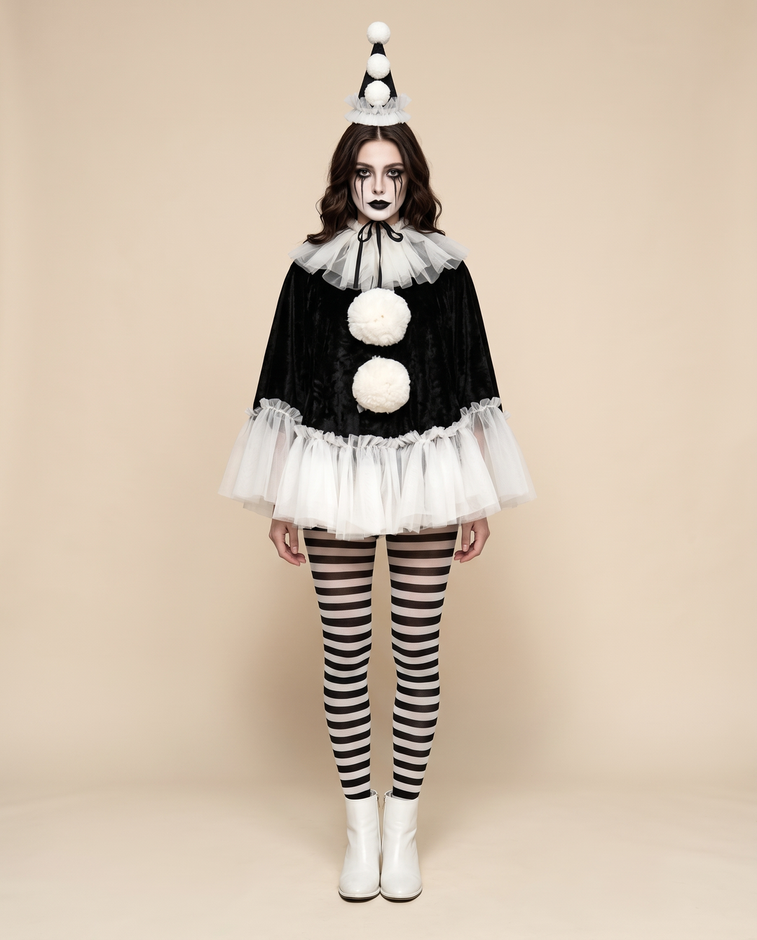 Women's Pierrot Clown Costume – front view