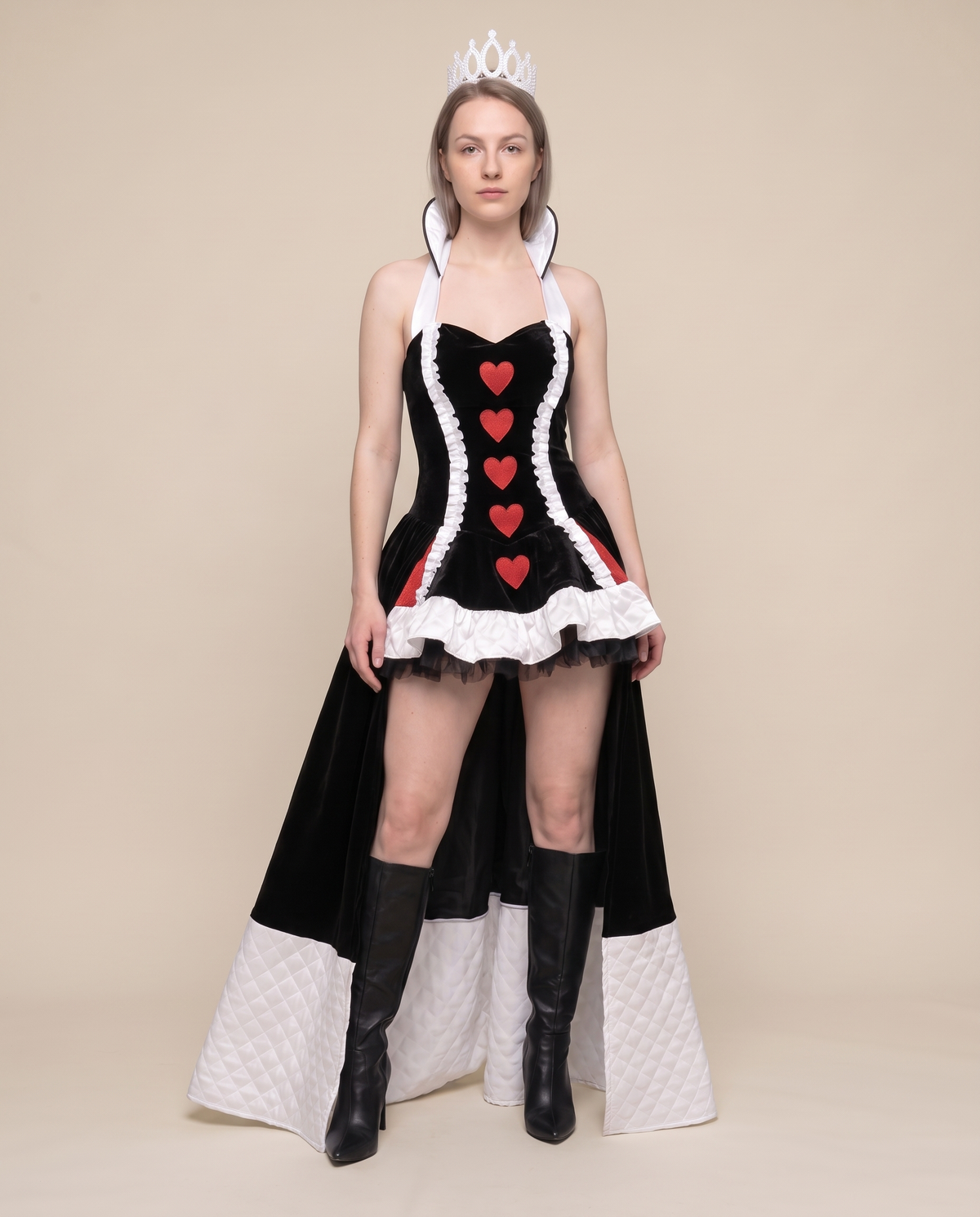 Women's Queen of Hearts Costume Mini Dress – front view