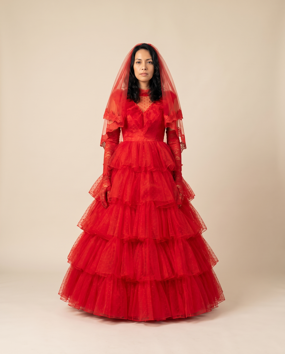 Women's Red Ghost Bride Costume – front view