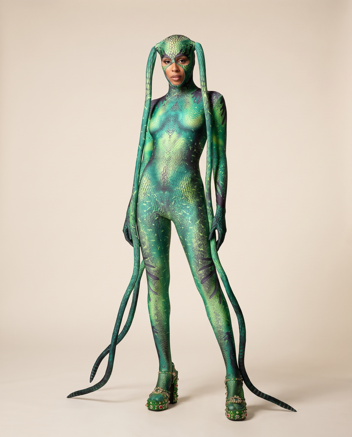 Women's Lizard Print Costume Jumpsuit – front view