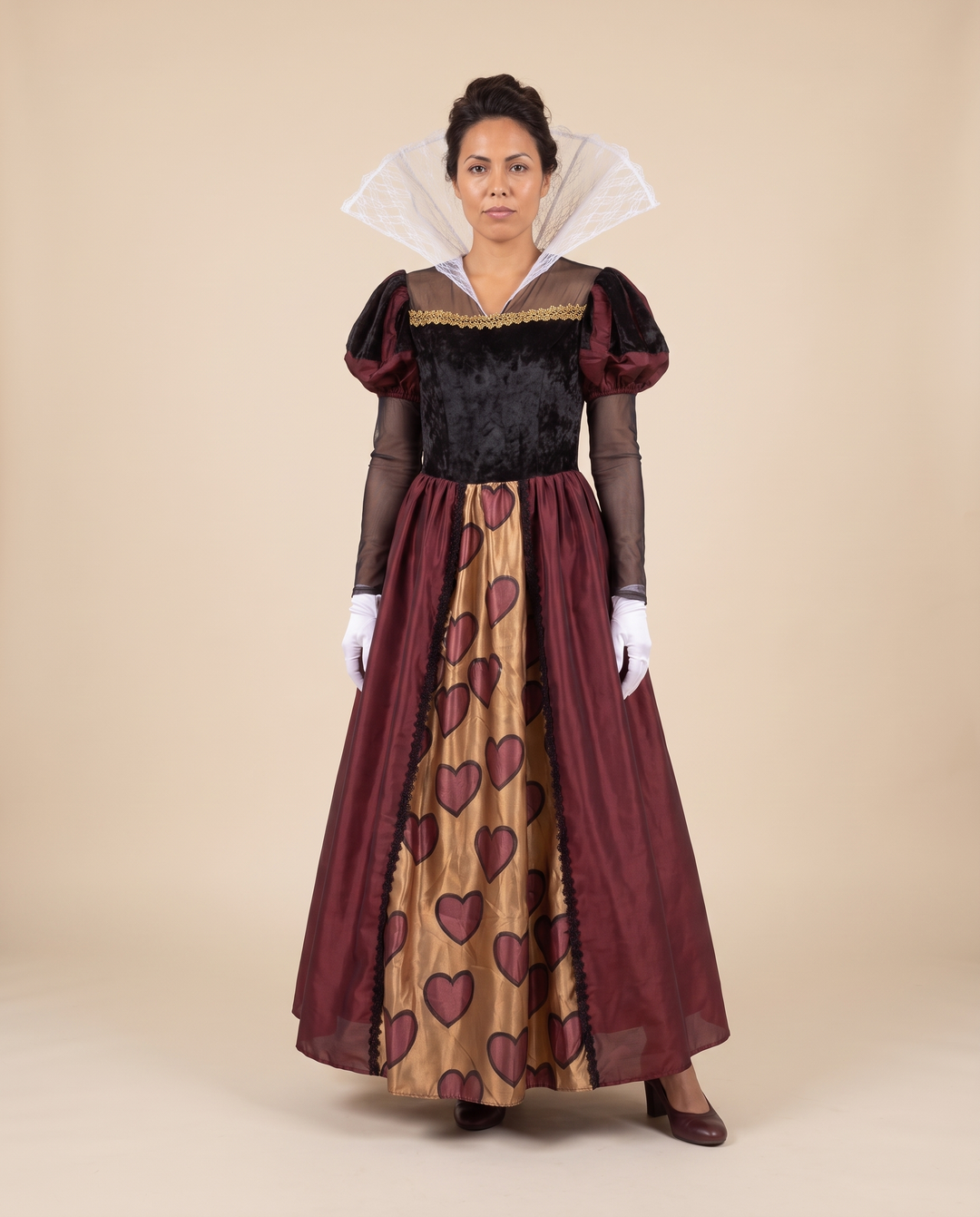 Women's Red Queen of Hearts Costume Gown – front view