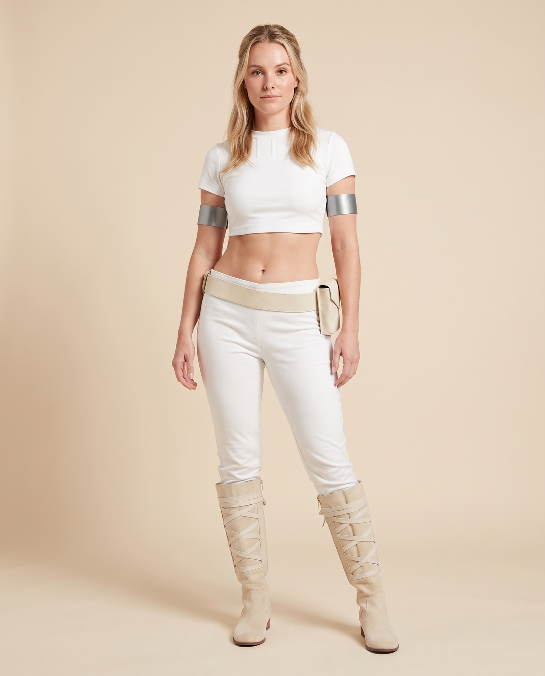 Women's White Warrior Heroine Costume – front view