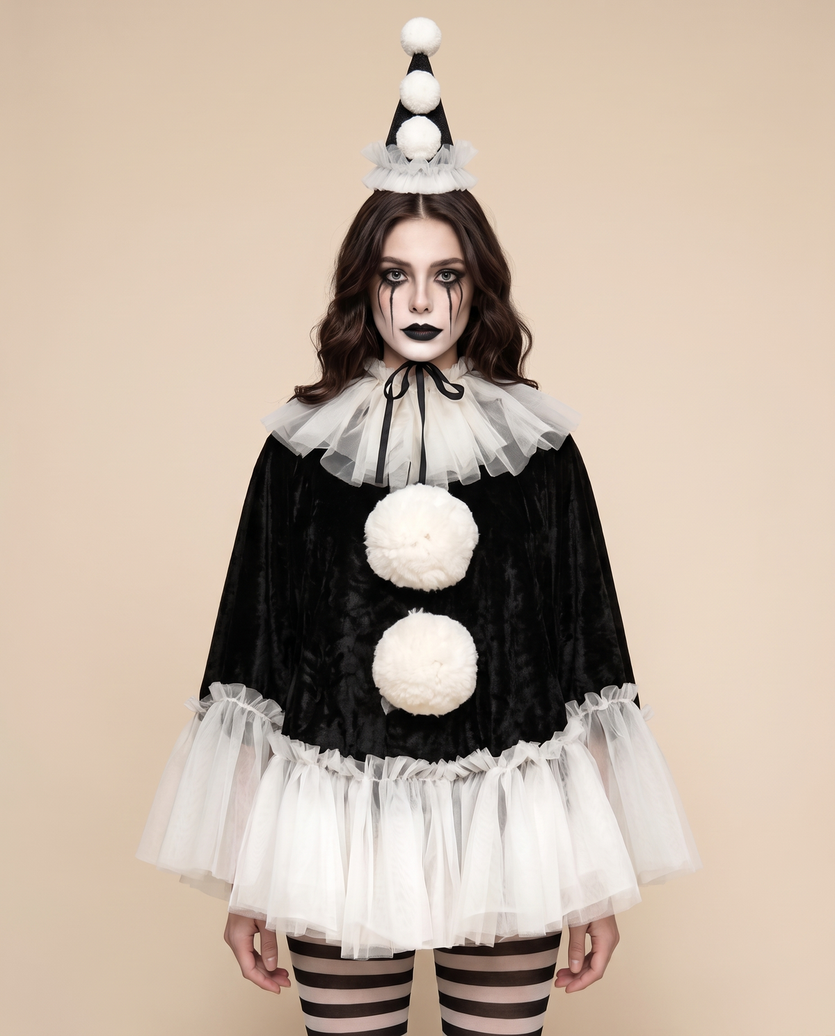 Women's Pierrot Clown Costume – close-up